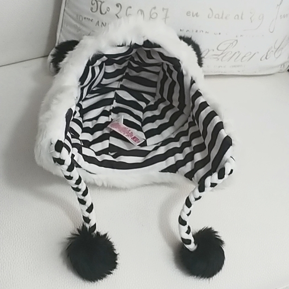Justice Girls Panda Faux Fur Earflap Beanie Hat - Picture 4 of 6